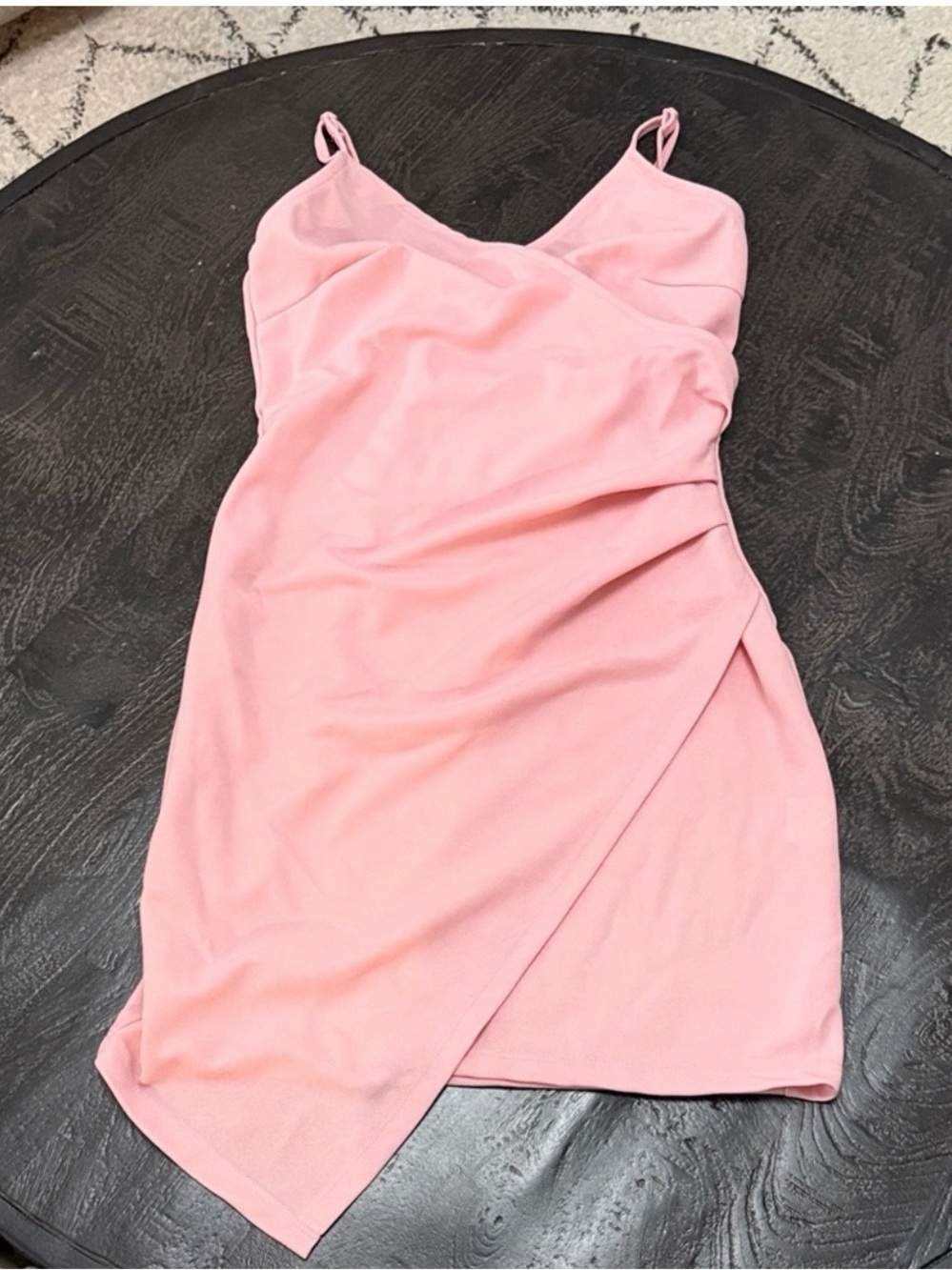 Pink Slip Dress with Draped Tulip Skirt